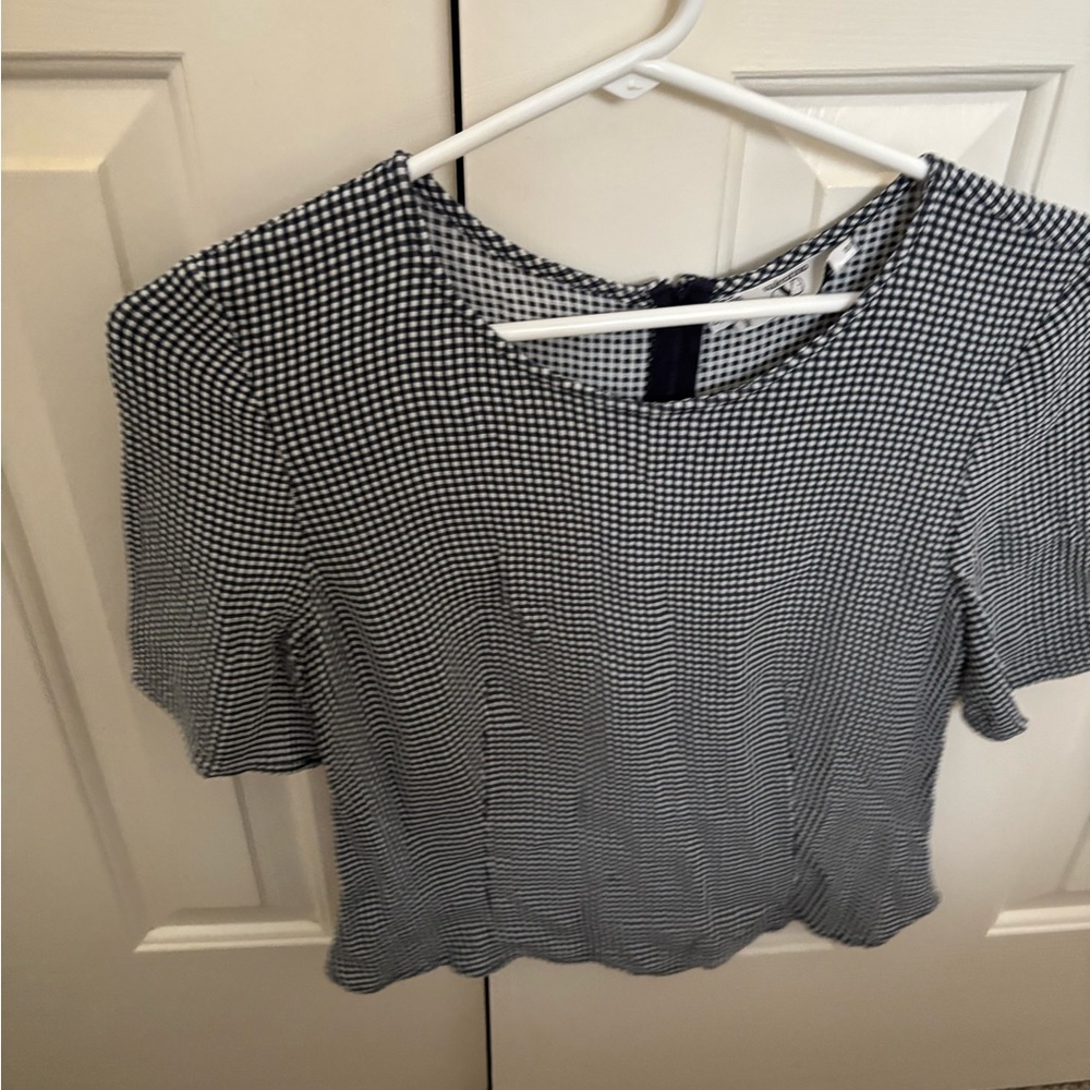 Valentino Miss V Blue and White Checkered Women's Top